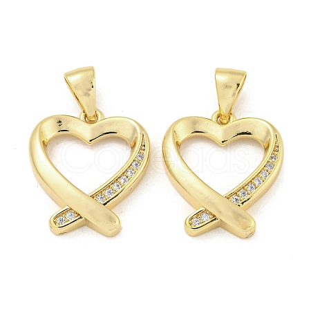 Brass Micro Pave Clear Cubic Zirconia Pendants ZIRC-P113-07F-G-1