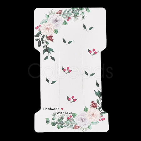 Rectangle Flower Print Paper Hair Clip Display Cards CDIS-M007-03C-1