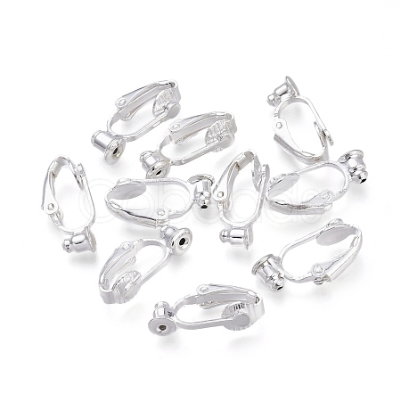 Brass Clip-on Earring Findings X-KK-Q115-S-NF-1