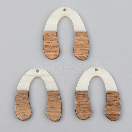 Opaque Resin & Walnut Wood Pendants RESI-S389-058A-C04-1