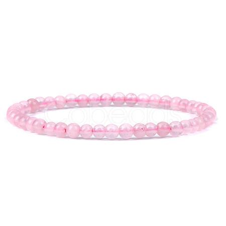 4mm Round Natural Dyed Rose Quartz Beads Bracelet for Men KG3069-33-1
