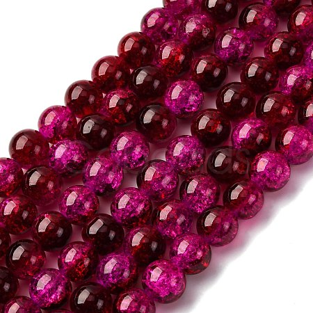 Spray Painted Crackle Glass Beads Strands CCG-Q002-12mm-08-1
