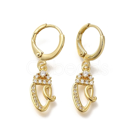 Brass Clear Cubic Zirconia Hoop Earrings EJEW-M045-01V-1