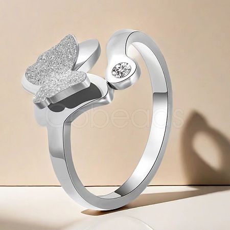 201 Stainless Steel Rhinestone Plain Rings PW-WGB58F3-02-1