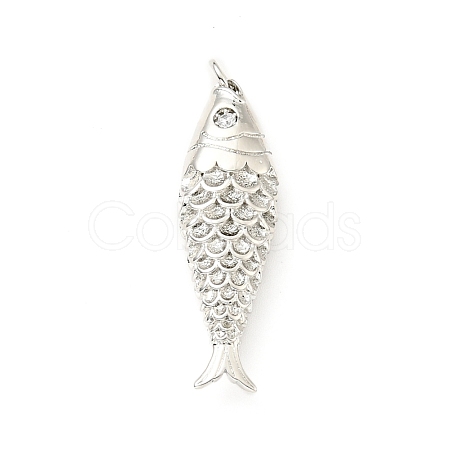Rack Plating Brass Micro Pave Clear Cubic Zirconia Pendants KK-G416-11P-1