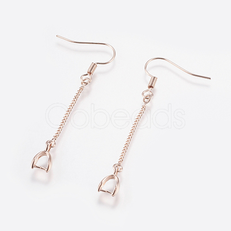 Brass Earring Hooks KK-I618-26RG-RS-1