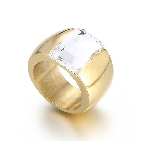 304 Stainless Steel & Glass Finger Rings FS-WGBA2F3-03-1