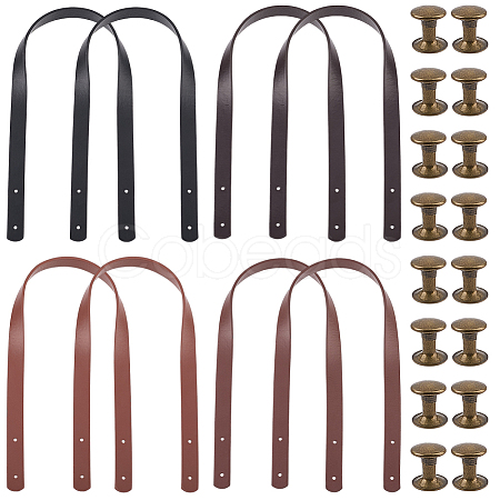 8 Bags 3 Colors PU Leather Bag Handles FIND-CL0001-08-1