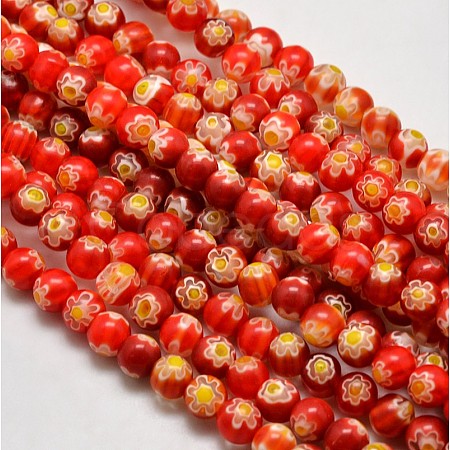 Round Millefiori Glass Beads Strands LK-P002-11-1