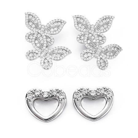 Brass Micro Pave Clear Cubic Zirconia Clasps KK-S356-503-NF-1
