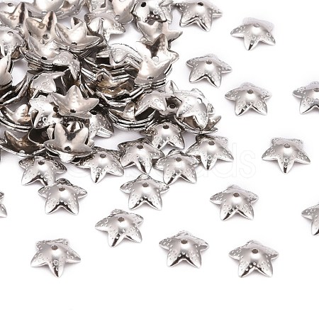 Tarnish Resistant 5-Petal Flower Smooth Surface 304 Stainless Steel Bead Caps STAS-R065-53-1