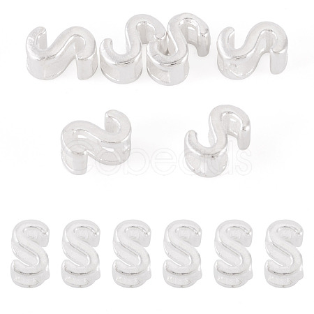 6Pcs 925 Sterling Silver Hollow Initial Beads STER-TA0001-53S-1