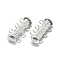 925 Sterling Silver Slide Lock Clasps, Peyote Clasps, with 925 Stamp, 3-Strands 6-Holes, Column, Silver, 19x9.5x6mm, Hole: 1.6mm