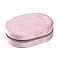 Italian Velvet Double Layers Jewelry Set Storage Zipper Boxes, Oval Jewelry Organizer Case for Earrings, Rings, Bracelets, Pearl Pink, 15x10.5x4cm