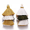 Cotton Tassel Big Pendant Decorations, with Light Gold Plated Iron Jump Rings, Goldenrod, 70~75x22~30x22~30mm, Hole: 4.5mm