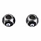 201 Stainless Steel Enamel Beads, Round with Evil Eye, Golden, Stainless Steel Color, Black, 8.5x8.5x6mm, Hole: 3mm