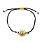 Evil Eye Handmade Lampwork & Glass Adjustable Braided Bead Bracelets, Gold, Inner Diameter: 3-1/8 inch(7.95cm)