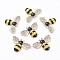 Alloy Enamel Cabochons, with Crystal Rhinestone, Bee, Light Gold, Yellow, 16x24x4mm