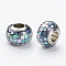 304 Stainless Steel Resin European Beads, with Shell and Enamel, Rondelle, Large Hole Beads, Royal Blue, 12x8mm, Hole: 5mm