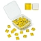 60Pcs Transparent Glass Cabochons, Square, Gold, 9.8x9.8x4mm