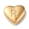 201 Stainless Steel Beads, Golden, Heart, Letter R, 7x8x3.5mm, Hole: 1.5mm