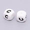 Silicone Beads, Cube with Letter.C, White, 12x12x12mm, Hole: 2mm