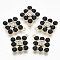 Golden Plated Alloy Pendants, with Glass Rhinestone, Rhombus, Black, 23x20x5~6mm, Hole: 1.4mm