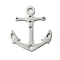 Non-Tarnish 304 Stainless Steel Pendants, Laser Cut, Stainless Steel Color, Anchor & Helm, 24.5x21.5x1mm, Hole: 3mm