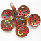 Round Painted 2-Hole Buttons with Colorful Thread , Wooden Buttons, Saddle Brown, 20mm