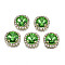 Sew on Rhinestone, Transparent Glass Rhinestone, with Brass Prong Settings, Faceted, Square, Peridot, 17x17x8mm, Hole: 1mm