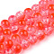 Transparent Crackle Baking Painted Glass Beads Strands, Imitation Opalite, Round, Orange Red, 8.5x7.5mm, Hole: 1.5mm, about 107~109pcs/strand, 30.71 inch~31.30 inch(78~79.5cm)