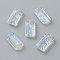 Embossed Glass Rhinestone Pendants, Rectangle, Faceted, Moonlight, 14x7x4.2mm, Hole: 1.5mm