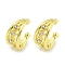 Brass Micro Pave Cubic Zirconia Cuff Earrings, for Women, Real 18K Gold Plated, 12x6.5mm