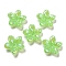 AB Color Plated Acrylic Beads, with Glitter Powder, Flower, Lime, 23x7mm, Hole: 2mm