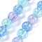 Handmade Foil Lampwork Beads Strands, Round, Light Sky Blue, 10mm, about 40pcs/strand, 14.57''(37cm)