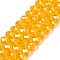 Electroplate Glass Beads Strands, Pearl Luster Plated, Faceted, Rondelle, Orange, 8x6mm, Hole: 1mm, about 64~65pcs/strand, 40~41cm