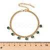 304 Stainless Steel Rhinestone Flat Round Charm Bracelets BJEW-V011-01G-06-2