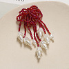 Handmade Glass Seed Beads Flower Tassel Stud Earrings FS-WG63232-08-1