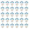 30Pcs Transparent Glass Flower Pendants with Deep Sky Blue Acrylic Leaf PALLOY-TAC0241-3
