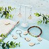 8Pcs 8 Style Flat Round with Flower Wood Charms Locking Stitch Marker HJEW-WH0042-32-5