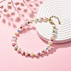 ABS Plastic  Pearl Beaded Anklets with Round Acrylic Beads for Women AJEW-AN00499-2