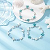 3Pcs Synthetic Turquoise Starfish Link Bracelets for Women BJEW-JB12469-1
