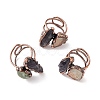 Natural Amethyst & Green Quartz Irregular Nugget Open Cuff Ring RJEW-I082-04R-1