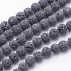 Unwaxed Natural Lava Rock Bead Strands G-F309-4mm-1