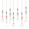 7Pcs 7 Style Transparent Glass Pendant Decorations HJEW-GA0001-44-1
