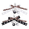 2Pcs 2 Colors Alloy & Cloth Bowknot Pendant Decorations HJEW-DC0001-40-1