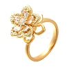 Flower Rotatable Finger Ring for Women RJEW-U035-01G-03-4