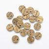 Flat Round Carved Word Luck Tibetan Style Alloy Message Charms TIBEP-A123975-AB-FF-1