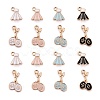 32Pcs 8 Style Zinc Alloy Enamel Pendants ENAM-LS0001-12LG-2