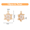 SUPERFINDINGS 10Pcs Brass Micro Pave Clear Cubic Zirconia Pendants ZIRC-FH0001-39-2